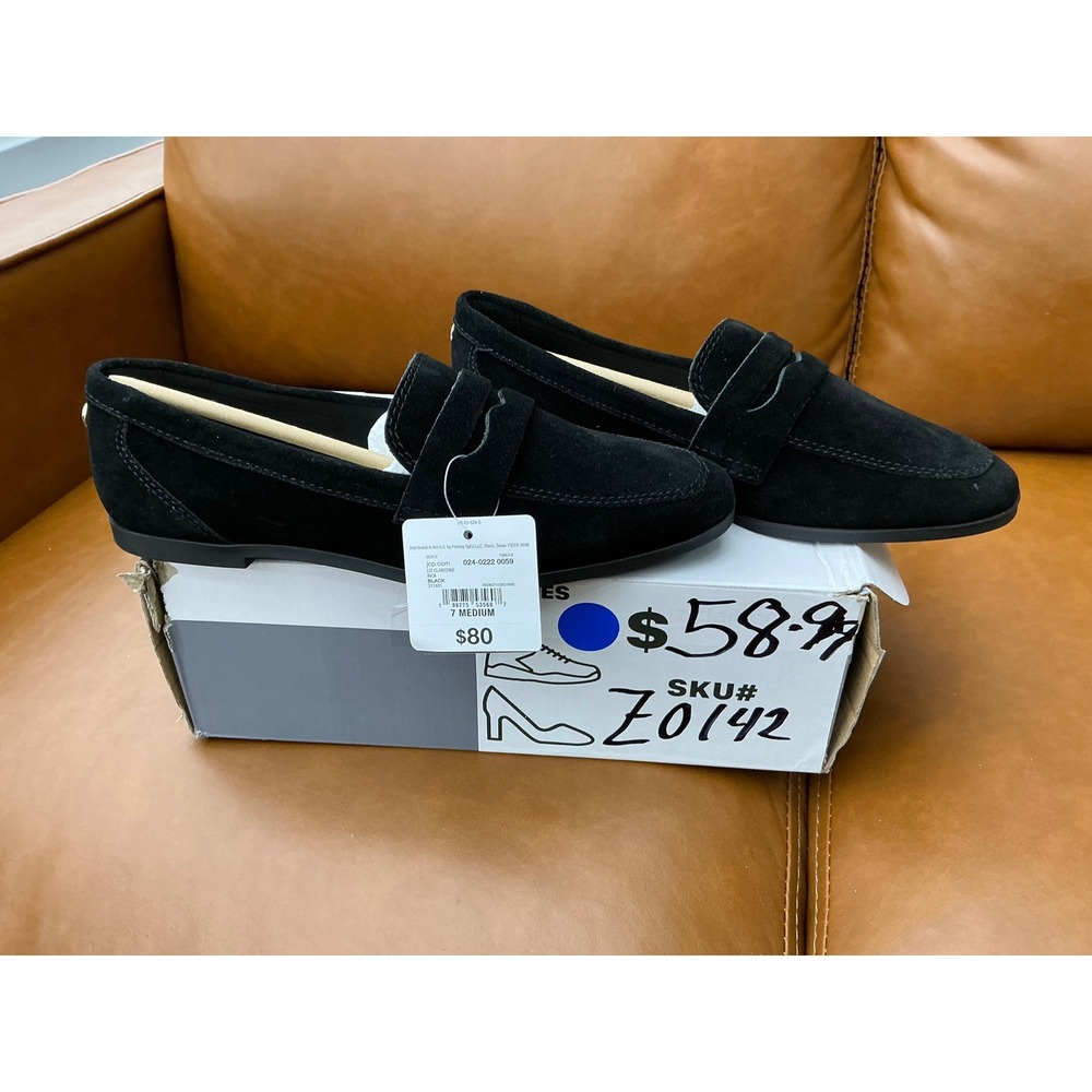 Liz Claiborne LC Inca Loafers Womens 7 Black New Suede Memory Foam Penny Flats - Picture 10 of 10